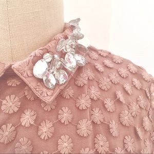 ASOS pink lace top, embellished collar, US 4 (S)